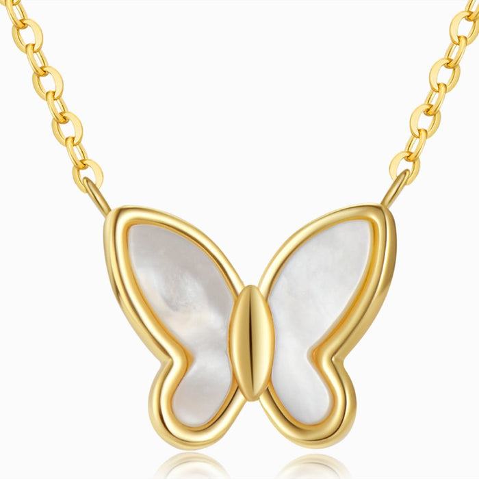 Pearl Butterfly Necklace Gold Chain