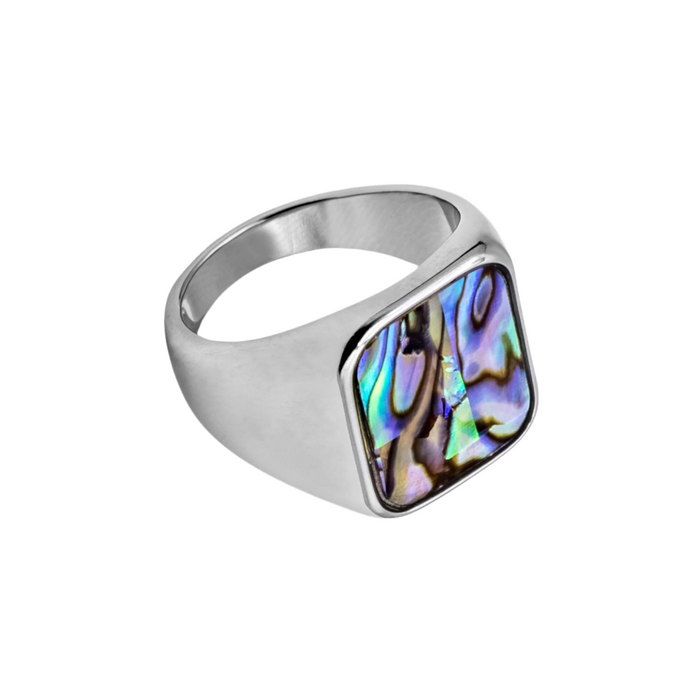 Silver Genuine Abalone Shell Signet Ring