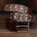 Cross rivet leather belt