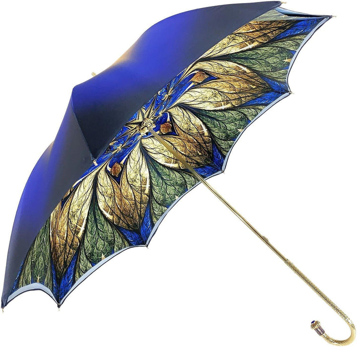 Luxurious Abstract Design Blue Double Cloth Umbrella