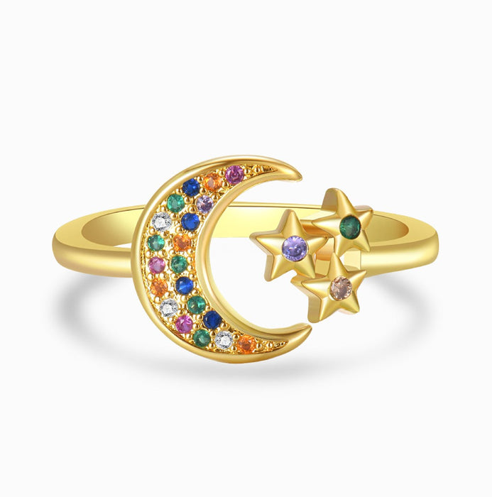 Stars And Moon Adjustable Ring
