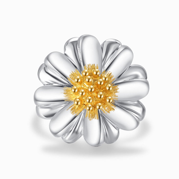 Silver Sunflower Adjustable Ring