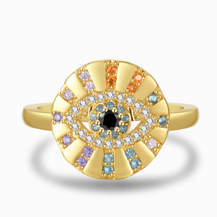 Multicolored Stone Evil Eye Adjustable Ring