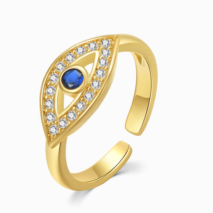 Blue Evil Eye Adjustable Ring