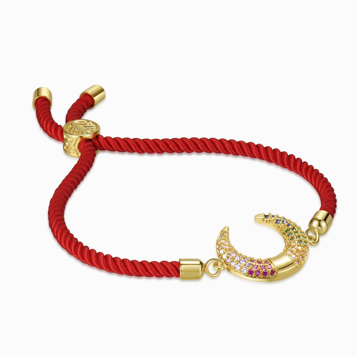Crescent Moon Red String Bracelet