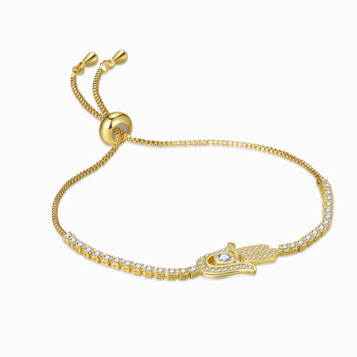Hamsa Hand Stoned Gold Chain Bracelet