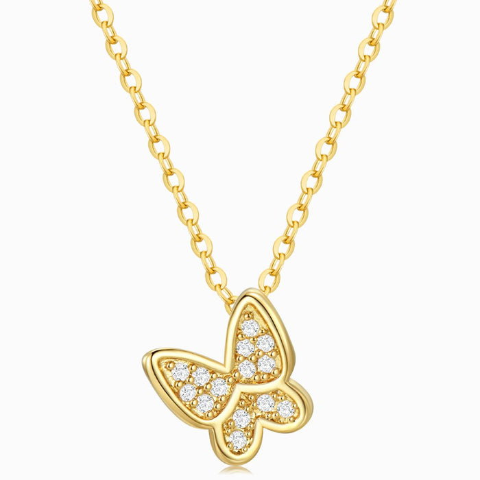 Diamond Butterfly Gold Pendant Necklace