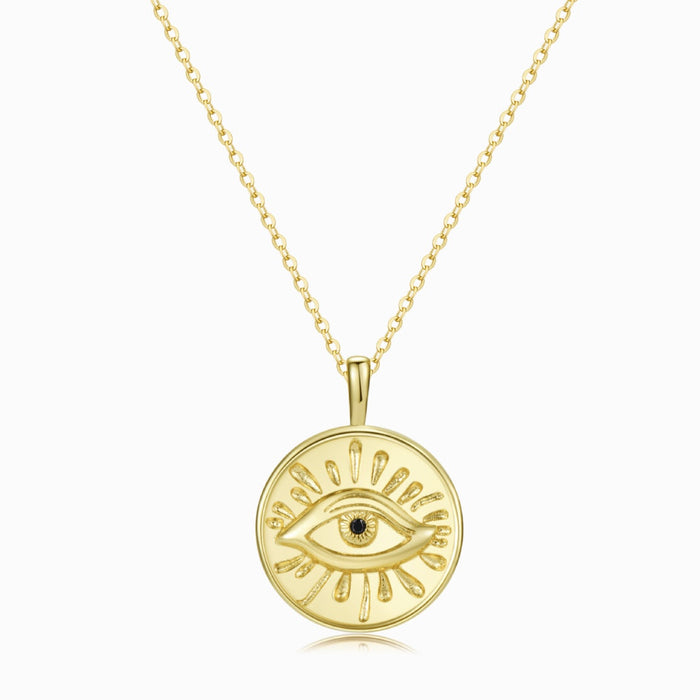 Ancient Ray Evil Eye Medallion Necklace