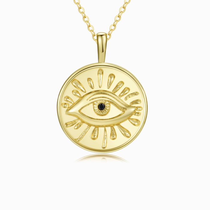 Ancient Ray Evil Eye Medallion Necklace
