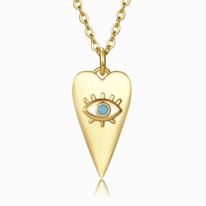 Drop-shaped Heart Blue Evil Eye Necklace