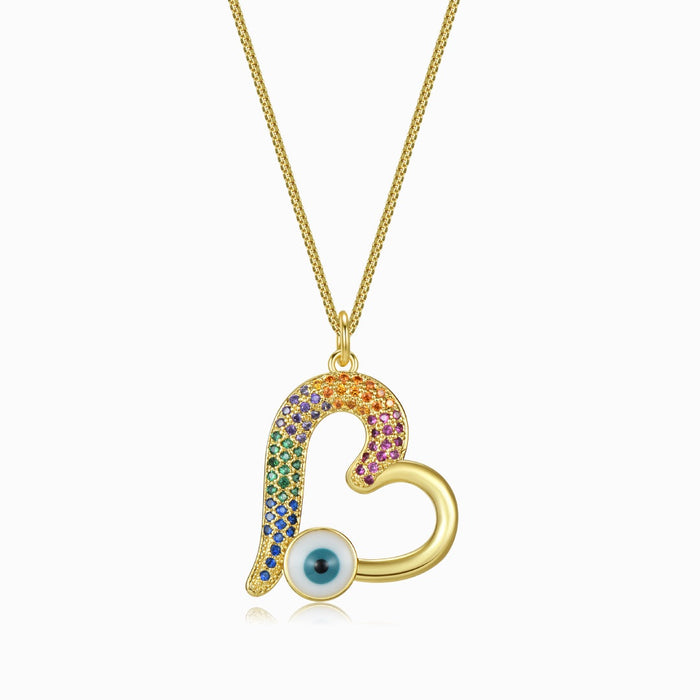 Calligraphic Heart Evil Eye Necklace