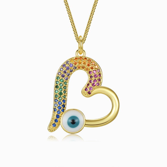 Calligraphic Heart Evil Eye Necklace