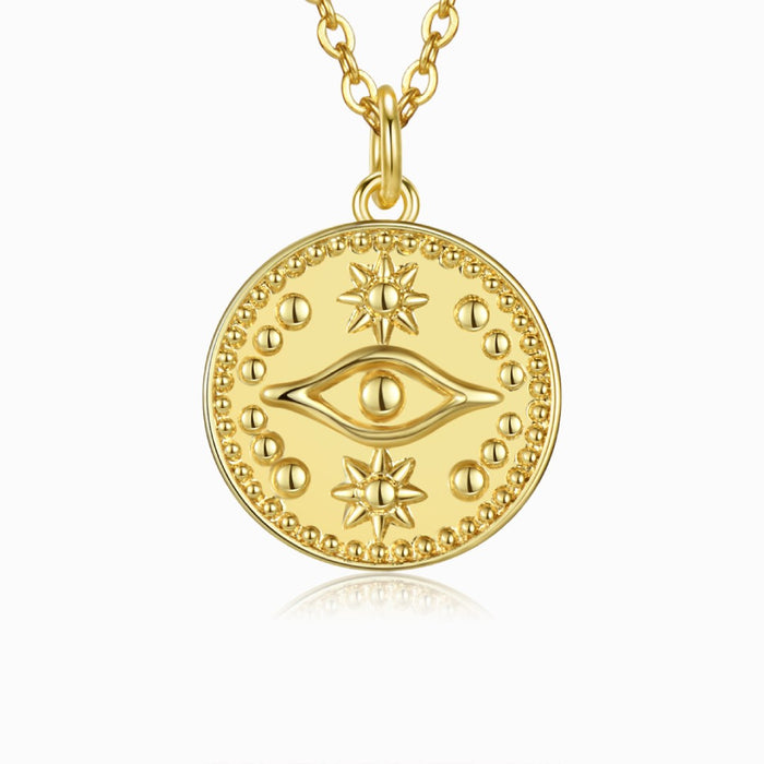 Round Evil Eye Gold Tone Necklace