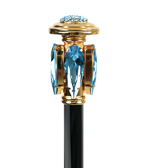 Unique Walking Stick with Aquamarine Teardrop Crystal