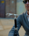 Premium Black Pinstripe Umbrella for Gentlemen with Jaguar Handle