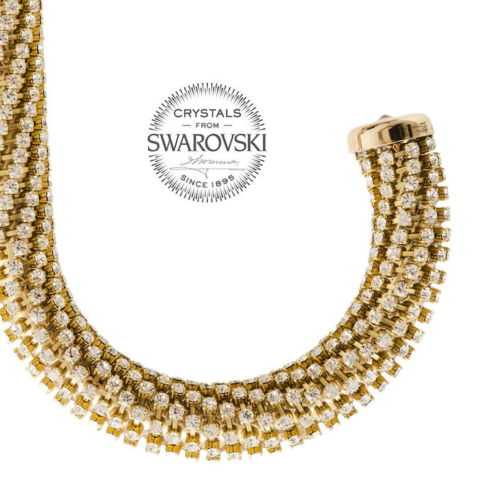 Modern Tourist Style Walking Cane Swarovski® - Brass Jeweled