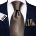Elegant Brown Mini Check Silk Tie for Men - Classy Accessory for Any Occasion