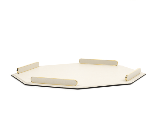 Stylish Octagonal Shape Este Tray with Shiny Gold-Tone Brass Handles