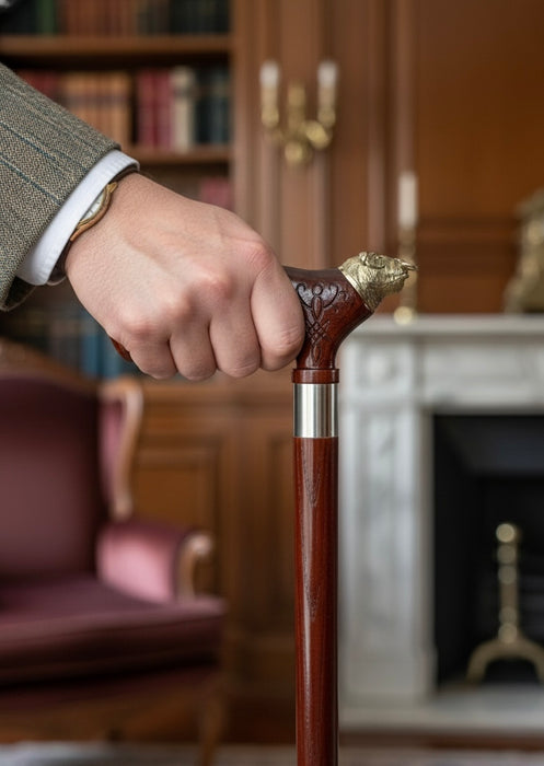 Exclusive Wooden Walking Stick with Ornamental Carving Detail