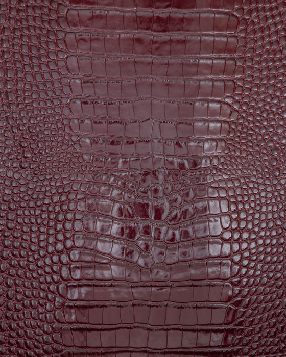 Elegant Burgundy Card Holder Crocodile Leather