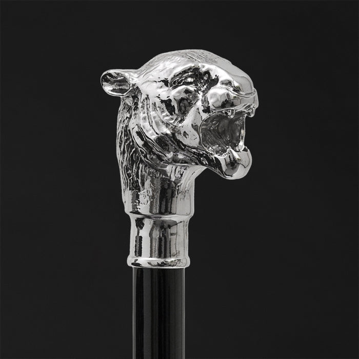 Sophisticated silver tiger walking cane