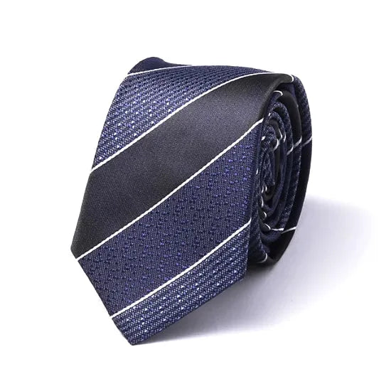 Blue Striped Silk Skinny Tie for Classy Men