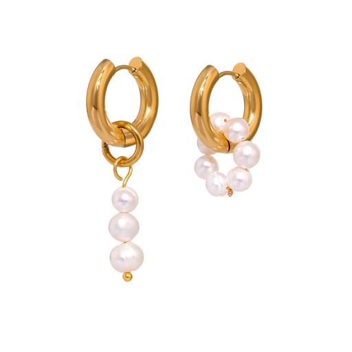 Round Asymmetrical Earrings with Pearls