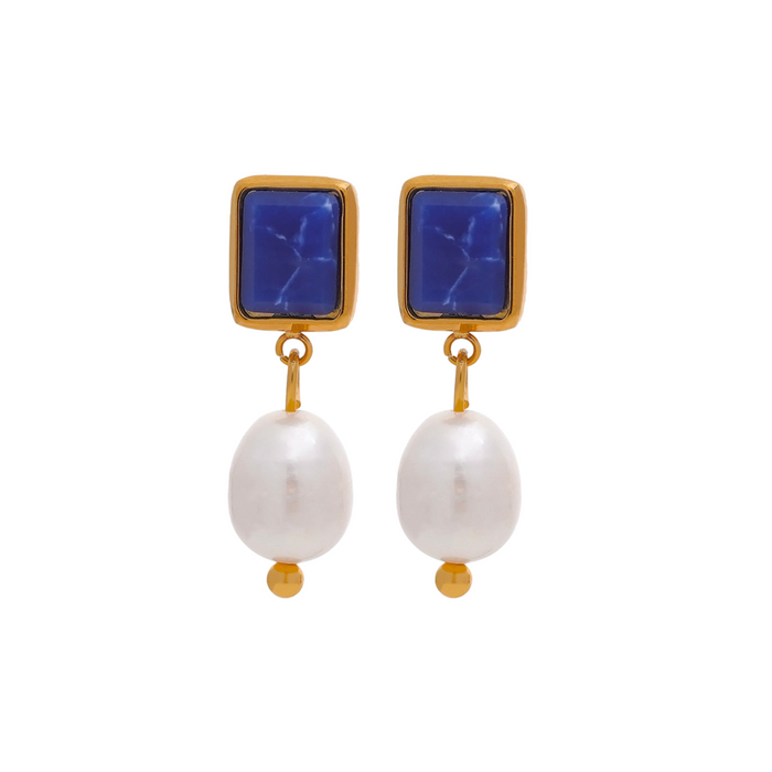 Elegant Earrings with Stones and Pearls