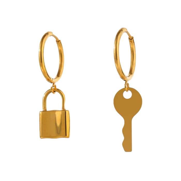 Lock and Key Design Earrings