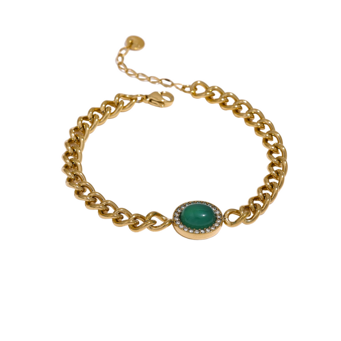 Elegant Bracelet with Green Stone