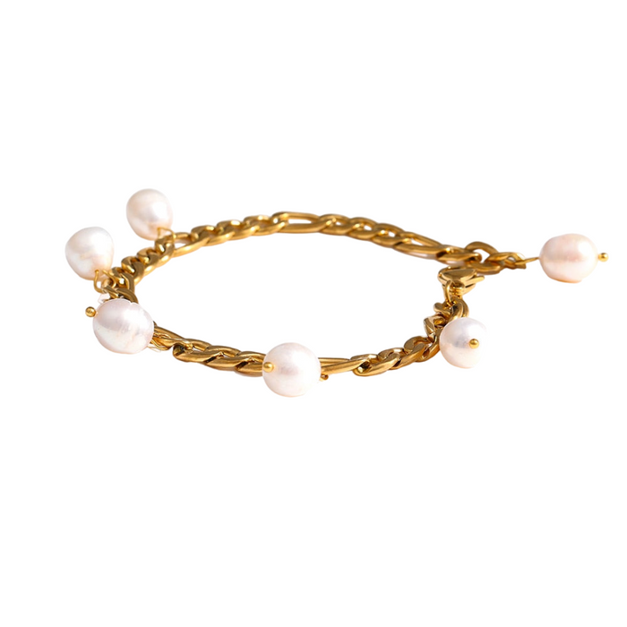 Designer Golden Bracelet with Pearls for Lady