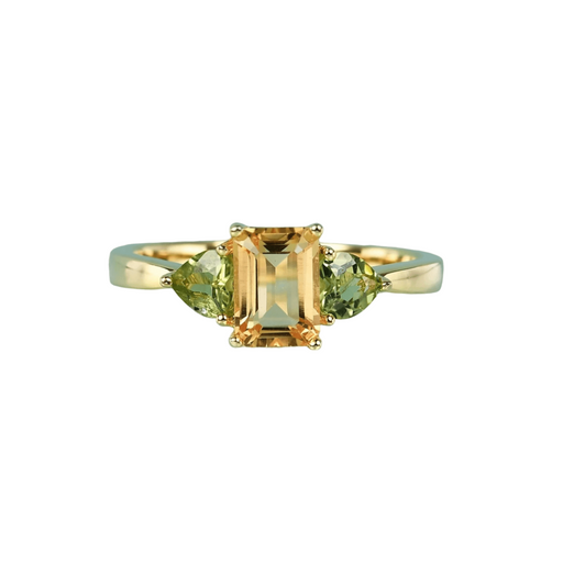 Elegant Citrine Ring with Peridot Accents