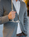 Premium Black Pinstripe Umbrella for Gentlemen with Jaguar Handle