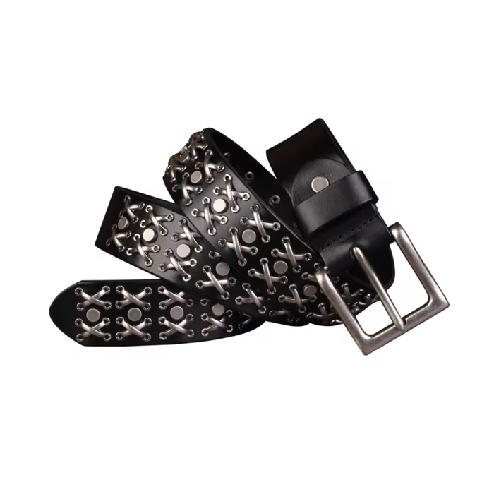 Genuine leather rivet belt for men
