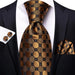 Elegant Octagon Silk Tie for Men in Gold and Black