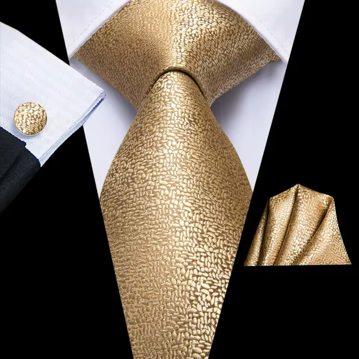 Gold Static Noise Silk Tie for Men - Classy and Elegant Accessory
