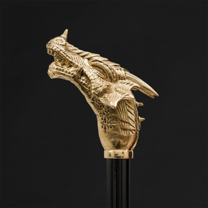 Gold Dragon Head Modern Walking Stick, Luxury Handmade Accessory