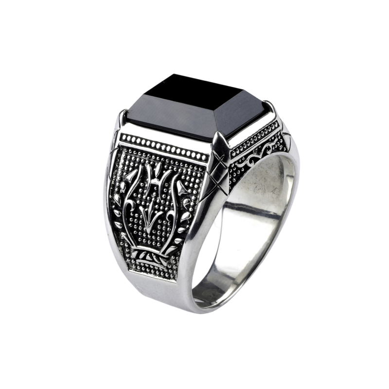 Black Onyx Ring for Men 925 Sterling Silver