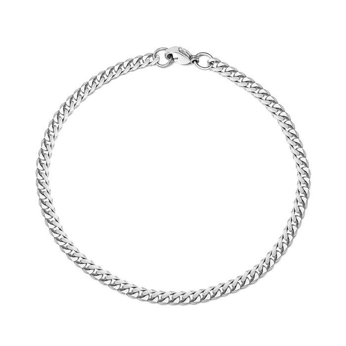 Cuban Bracelet – 3.6mm 925 Silver, Rhodium Coated