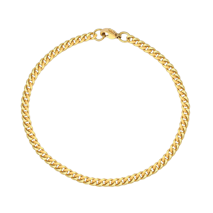 Cuban Bracelet – 18K Gold Coated, 3.6mm Sterling Silver