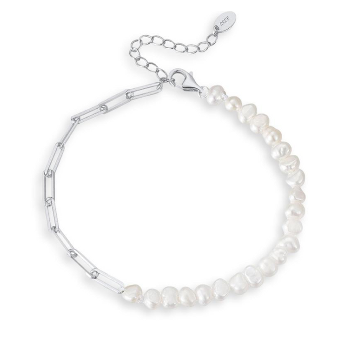 Pearls Paperclip Bracelet – 4.5mm with Freshwater Pearls