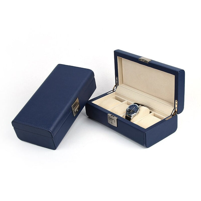 Watch Box Dark Blue & Black for 4 Watches - Stylish Organizer