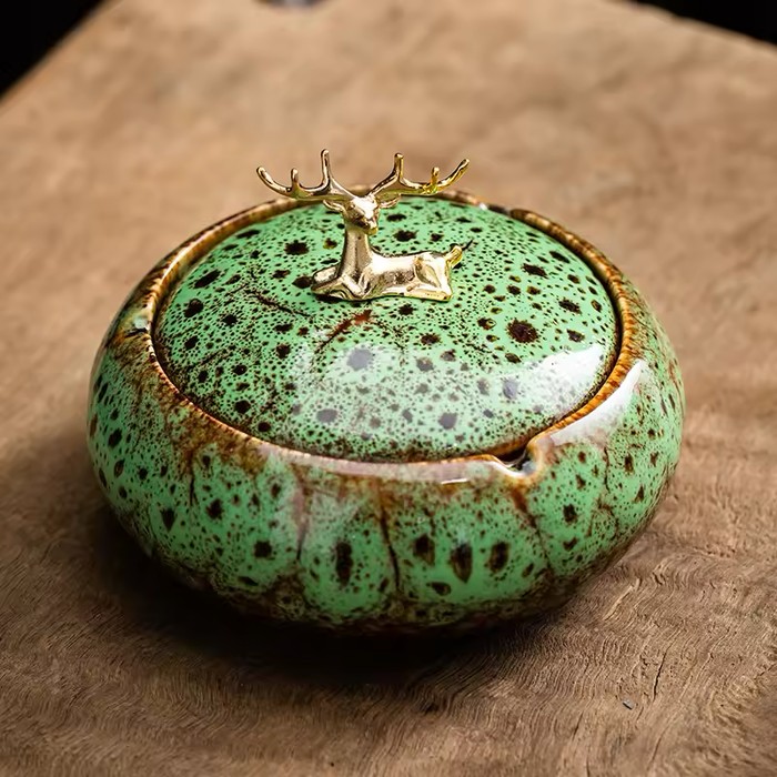 Lidded Ceramic Ashtray – Elegant Home & Desk Accent