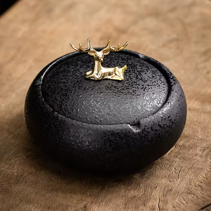Lidded Ceramic Ashtray – Elegant Home & Desk Accent