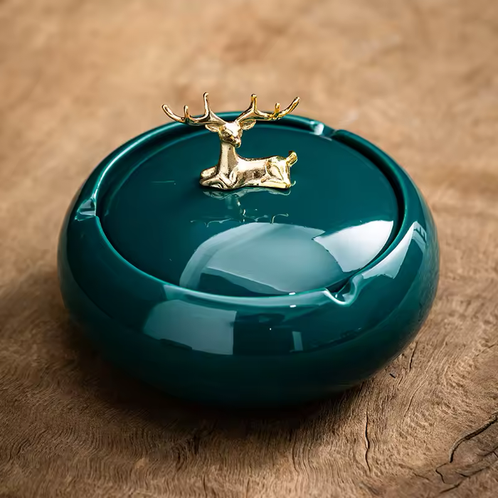 Lidded Ceramic Ashtray – Elegant Home & Desk Accent