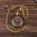 Wooden Roman Numeral Pocket Watch - Gold Quartz Pendant Clock