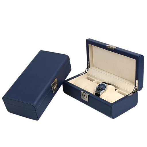 Watch Box Dark Blue & Black for 4 Watches - Stylish Organizer