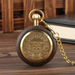 Wooden Roman Numeral Pocket Watch - Gold Quartz Pendant Clock