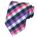 Classic Silk Tie for Men in Elegant Purple and Pink Check Pattern