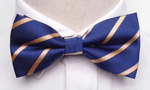 Gold Striped Bow Tie for Men - Classy Formal Accessory